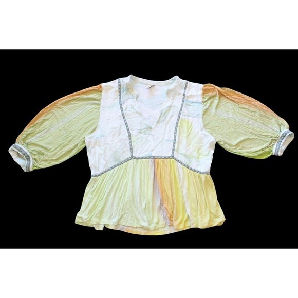 Bl-nk Renata Tie Dye embroidered Blouse Size XL watercolor pastel Top Flowey - Picture 6 of 9